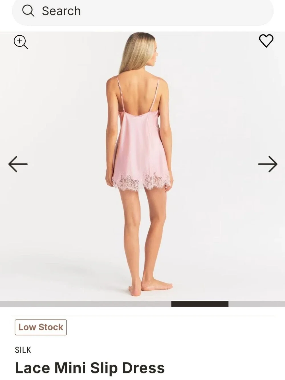 Skims Silk Lace Trim Pink Cami Sleep Mini Dress
